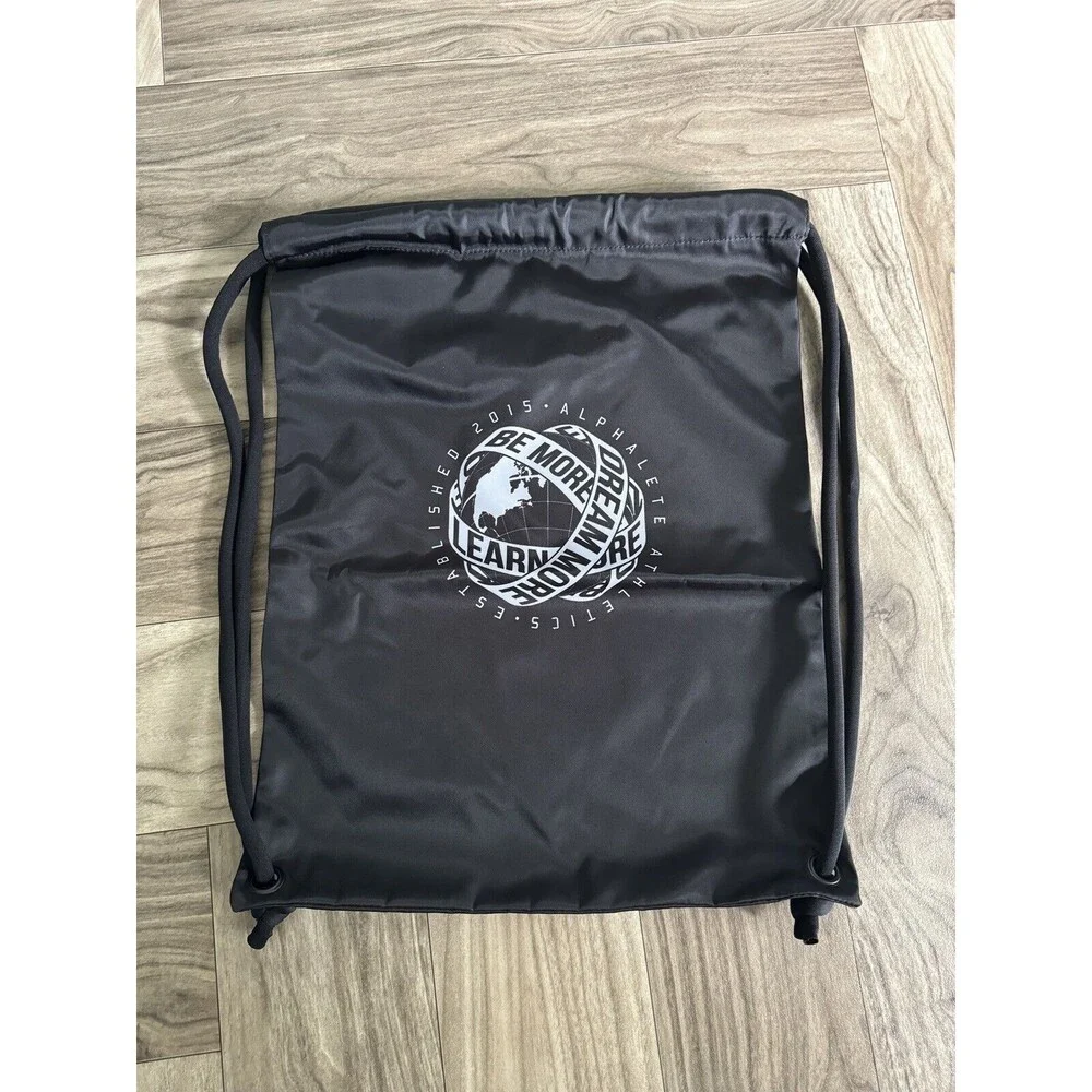 Alphalete Athletics Classic Drawstring Global Impact String Backpack Black